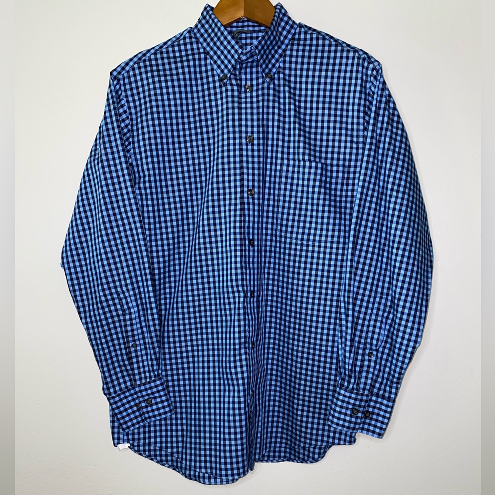 Kenneth Cole Reaction Blue & Navy Blue Striped Button Up